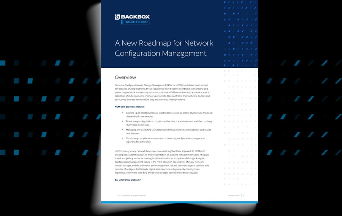 Cover page for the A New Roadmap for Network Configuration Management Solution Brief