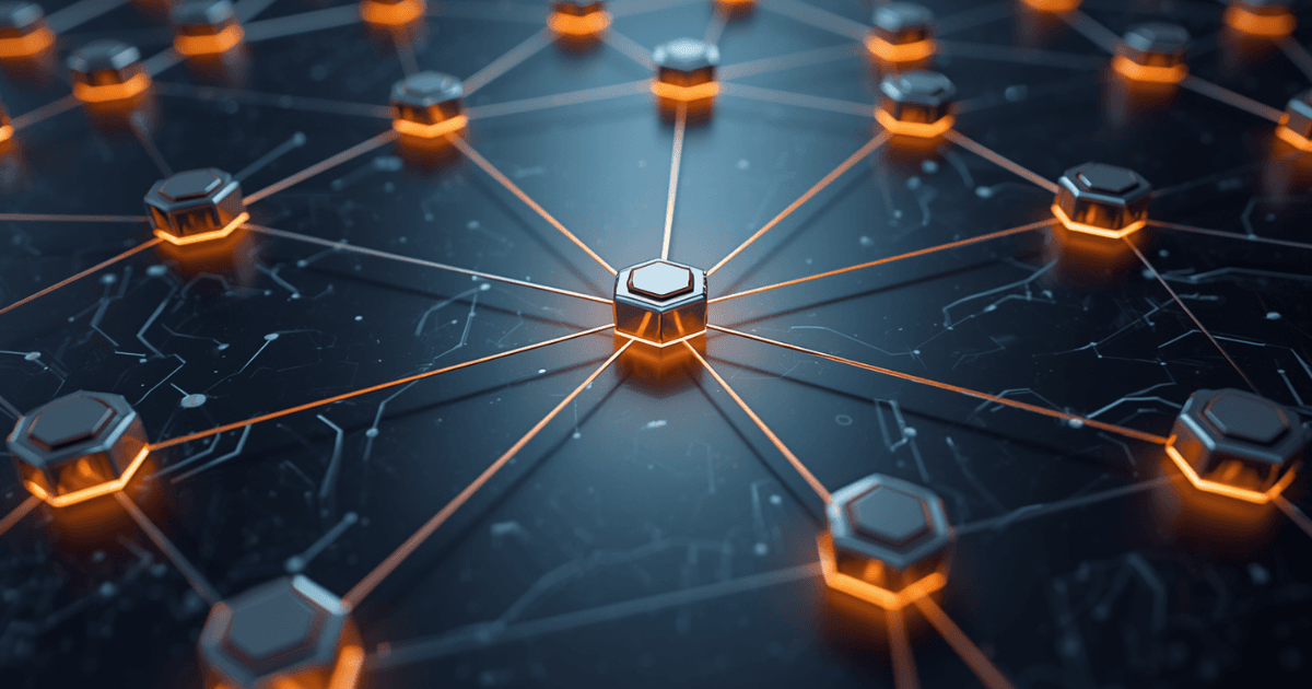 Illustration of a network automation platform connecting multiple devices through a centralized, automated hub