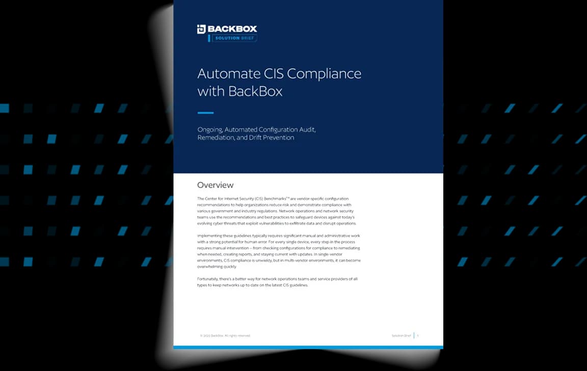 Cover image for the Automate CIS Compliance with BackBox Solution Brief